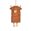 Petal & Plow Garden Bell, Ceramic, Highland Cow with Jute Rope, 6"