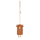 Petal & Plow Garden Bell, Ceramic, Highland Cow with Jute Rope, 6"