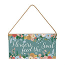 What She Shed Garden Decor, Hanging Sign, Floral Birds, 11" L x 6" H