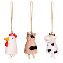 Hillside Pasture Garden Bell, Ceramic, Farm Animal Ceramic Bell with Jute, 5", Asst of 3