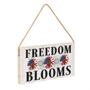 American Classic Garden Decor, Hanging Sign, Freedom Blooms, 11" L x 6" H