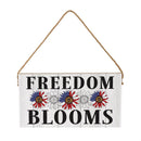 American Classic Garden Decor, Hanging Sign, Freedom Blooms, 11" L x 6" H