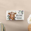 Petal & Plow Garden Decor, Hanging Sign, Highland Cow Welcome Friends, 11" L x 6" H