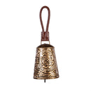 What She Shed Garden Bell, Metal, Metallic Floral Bell with Leather, Set of 3