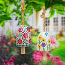 Cottage Garden Bell, Mosaic Glass, Floral, 7", Asst of 2