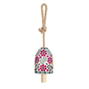 Cottage Garden Bell, Mosaic Glass, Floral, 7", Asst of 2