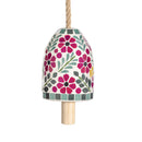 Cottage Garden Bell, Mosaic Glass, Floral, 7", Asst of 2