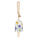 Cottage Garden Bell, Mosaic Glass, Floral, 7", Asst of 2