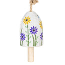Cottage Garden Bell, Mosaic Glass, Floral, 7", Asst of 2