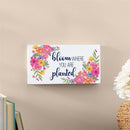 Bunny Blooms Garden Decor, Hanging Sign, Bloom Where You are Planted, 11" L x 6" H