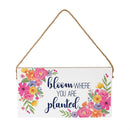Bunny Blooms Garden Decor, Hanging Sign, Bloom Where You are Planted, 11" L x 6" H