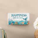 Blue Coastal Garden Decor, Hanging Sign, Happiness, 11" L x 6" H