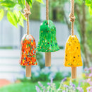 Cottage Garden Bell, Glass, Colorful Confetti, 6", Asst of 3