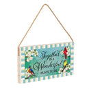 Pollinator Garden Decor, Hanging Sign, Birds, 11" L x 6" H