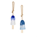 Seaside Retreat Garden Bell, Glass, Ombre Blue, 7", Asst of 2