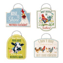 Hillside Pasture Garden Sign, Metal, Funny Farm Sayings, 8", Asst of 4