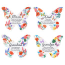 Memorial Garden Sign, Metal, Butterfly Shape, Printed Hanging Sign, 10", Asst of 4