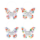 Memorial Garden Sign, Metal, Butterfly Shape, Printed Hanging Sign, 10", Asst of 4