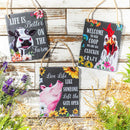 Petal & Plow Garden Sign, Slate, Funny Farm Animal, 8" L x 10" H, Asst of 3