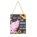 Petal & Plow Garden Sign, Slate, Funny Farm Animal, 8" L x 10" H, Asst of 3