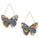 Memorial Garden Sign, Slate, Butterfly Shape, Asst of 2