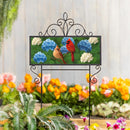 Cardinal Couple Among Hydrangea PVC Horizontal Yard Sign, 20"Wx 8"H