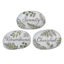 Memorial Garden & Memorial Stone, Cement Fern Sentiment Tiding Stone, Asst of 3