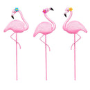 Tropical Oasis Metal Flamingo Plant Pick, 3 Styles, 16 Of Each, 48PCS in Bucket Display
