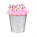 Tropical Oasis Metal Flamingo Plant Pick, 3 Styles, 16 Of Each, 48PCS in Bucket Display
