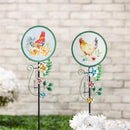 Hillside Pasture Metal and Glass Rain Gauge Garden Stakes 36"H, 2 Assorted, 12PCS CDU