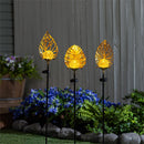 Palm Beach Garden Stake, Tropical Leaf Solar Garden Stake 36"H, 3 Assorted