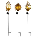 Palm Beach Garden Stake, Tropical Leaf Solar Garden Stake 36"H, 3 Assorted