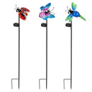Pollinator Garden Solar Butterfly/Dragonfly/Ladybug Twinkling Stake, 3 Assorted, 12PCS CDU