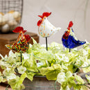 Hillside Pasture Rooster Glass Plant Pick, 3 Styles, 8 Of Each, 24PCS in the Display Bucket