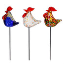 Hillside Pasture Rooster Glass Plant Pick, 3 Styles, 8 Of Each, 24PCS in the Display Bucket