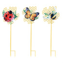 Pollinator Garden Garden Stake, Pollinator Honeycomb , 36"H, 3 Assorted