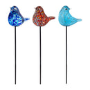 Cottage Garden Bird Glass Plant Pick, 3 Styles, 8 Of Each, 24PCS in the Display Bucket