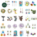 Cottage Garden Bird Glass Plant Pick, 3 Styles, 8 Of Each, 24PCS in the Display Bucket