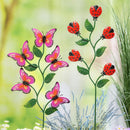 Pollinator Garden Metal Ladybug/Butterfly Garden Stake 47"H, 2 Assorted