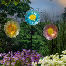 Cottage Garden Metal and Glass Flower Solar Flower Stake 48"H, 3 Assorted