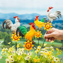 Hillside Pasture Metal Rooster Plant Pick, 4 Styles, 12 Of Each, 48PCS in Bucket Display