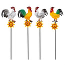 Hillside Pasture Metal Rooster Plant Pick, 4 Styles, 12 Of Each, 48PCS in Bucket Display