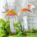 Cottage Garden Mushroom Metal Garden Stake H25", 2 Assorted