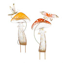 Cottage Garden Mushroom Metal Garden Stake H25", 2 Assorted