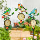 Cottage Garden Metal Garden Bird Stake With Thermometer 48"H , 3 Assorted