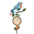Cottage Garden Metal Garden Bird Stake With Thermometer 48"H , 3 Assorted