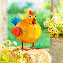 Metal Portly Chicken Garden Statue, 9"H