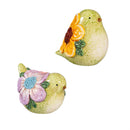 What She Shed Garden Statue, Ceramic Floral Birds Statue, 2 Asst., 5"H