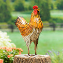 Hillside Pasture Garden Statue, Metal Hen Statue, Brown Feathers, 14"H