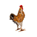 Hillside Pasture Garden Statue, Metal Hen Statue, Brown Feathers, 14"H